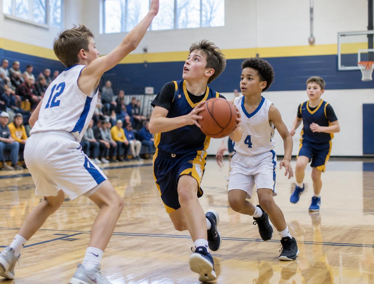 Basketball athletes in action