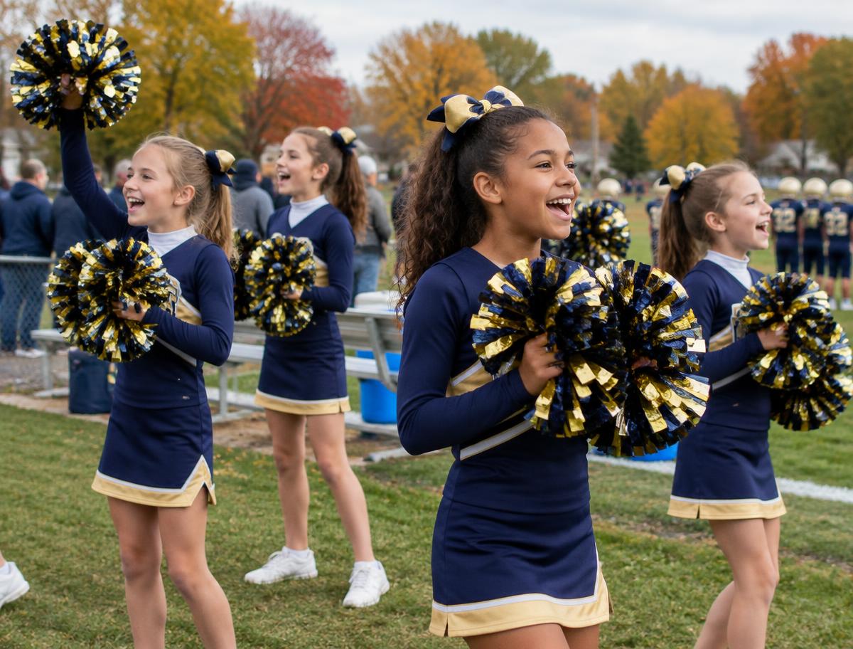 Cheerleading athletes in action